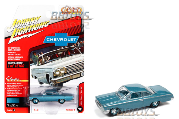 1962 CHEVROLET BEL AIR BUBBLETOP (TWILIGHT BLUE POLY) "Classic Gold Collection" Series Limited Edition to 8545 pieces Worldwide 1/64 Diecast Model Car by Johnny Lightning