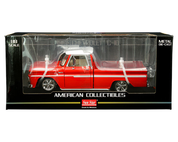 1965 Chevrolet C-10 Styleside Pickup Lowrider in Red "The American Collection" 1/18 Diecast Model Car by Sun Star