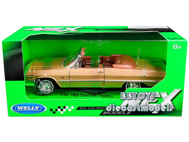 1963 Chevrolet Impala Convertible Gold "NEX Models" 1/24 Diecast Model Car by Welly