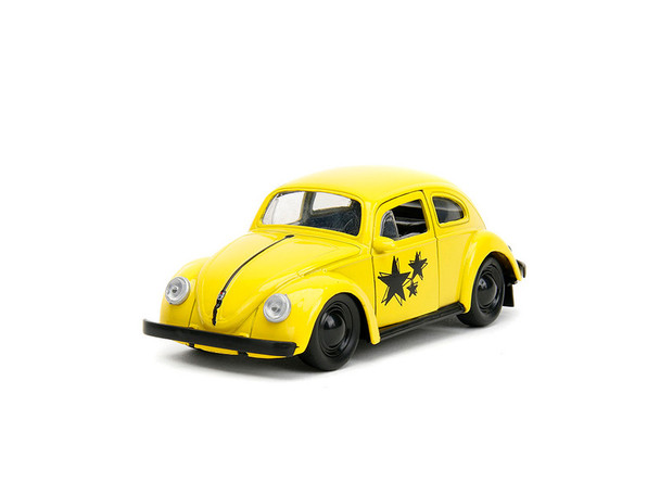 1959 Volkswagen Beetle Yellow with Black Graphics and Boxing Gloves Accessory "Punch Buggy Series" 1/32 Diecast Model Car by Jada