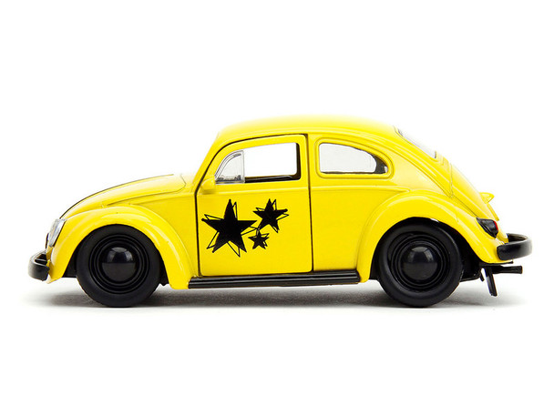 1959 Volkswagen Beetle Yellow with Black Graphics and Boxing Gloves Accessory "Punch Buggy Series" 1/32 Diecast Model Car by Jada