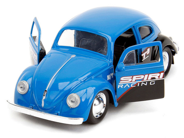 1959 Volkswagen Beetle "Spirit3 Racing" Blue and Black and Boxing Gloves Accessory "Punch Buggy" Series 1/32 Diecast Model Car by Jada