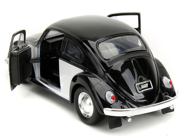 1959 Volkswagen Beetle "Punch Buggy Black" and White and Boxing Gloves Accessory "Punch Buggy" Series 1/32 Diecast Model Car by Jada