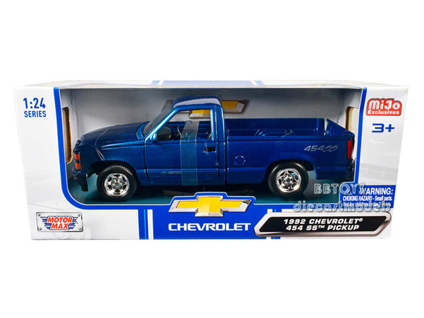 1992 Chevrolet 454 SS Pickup Truck Blue Metallic 1/24 Diecast Model Car by Motormax