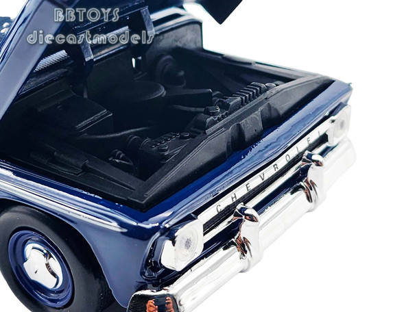 1966 Chevrolet C10 Fleetside Pickup Truck Dark Blue 1/24 Diecast Car Model by Motormax