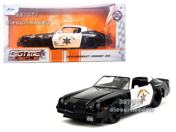 1979 Chevrolet Camaro Z28 Black white top  "Highway Drag" "Bigtime Muscle" Series 1/24 Diecast Model Car by Jada