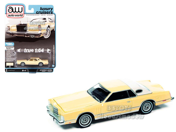 1979 Lincoln Continental Mark V Cream with Cream Interior "Luxury Cruisers" 1/64 Diecast Model Car by Auto World