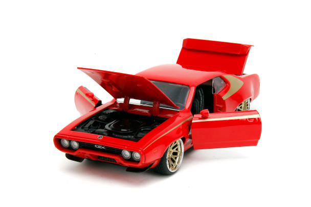 1972 Plymouth GTX Red with Gold Graphics "Bigtime Muscle" Series 1/24 Diecast Model Car by Jada