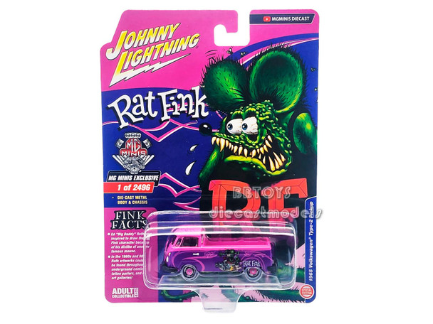 1965 Volkswagen Type-2 Pickup Purple and Dark Purple "Rat Fink"   Limited Edition to 2496 pieces Worldwide 1/64 Diecast Model Car by Johnny Lightning