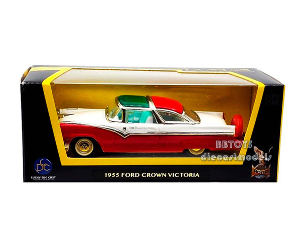 1955 Ford Crown Victoria Red and White 1/43 Diecast Model Car by Road Signature