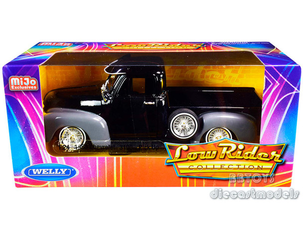 1953 Chevrolet 3100 Pickup Truck Black and Gray "Low Rider Collection" 1/24 Diecast Model Car by Welly