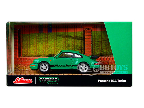 Porsche 911 Turbo Green "Collab64" Series 1/64 Diecast Model Car by Schuco & Tarmac Works