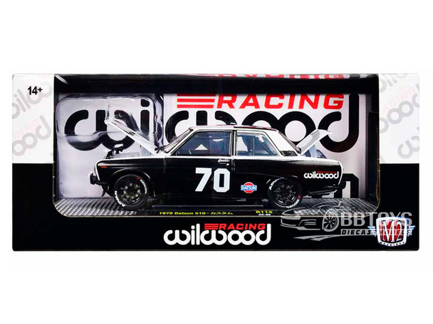 1970 Datsun 510 #70 Black and White "Wilwood Racing" 1/24 Diecast Model Car by M2 Machines