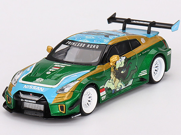 Nissan 35GT-RR Ver.2 "LB-Silhouette Works GT" RHD (Right Hand Drive) "Princess Roro" Green Metallic 1/64 Diecast Model Car by True Scale Miniatures