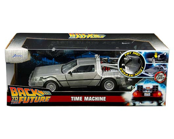 DeLorean Brushed Metal Time Machine with Lights "Back to the Future" (1985) Movie  1/24 Model Car by Jada