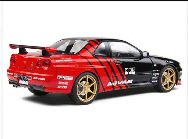 1999 Nissan GT-R R34 Advan Drift 1999 Black/Red Diecast Model car by Solido