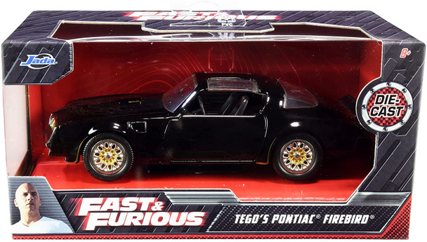 Tego's Pontiac Firebird Black with Gold Stripes and Hood Bird "Fast & Furious" 1/32 Jada Toys