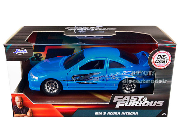 Mia's Acura Integra Light Blue with Graphics "Fast & Furious" Series 1/32 Diecast Model Car by Jada