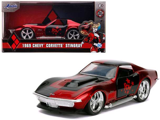 1969 Chevrolet Corvette Stingray "Harley Quinn" "DC Comics" "Hollywood Rides" Series 1/32 Diecast Models By Jada