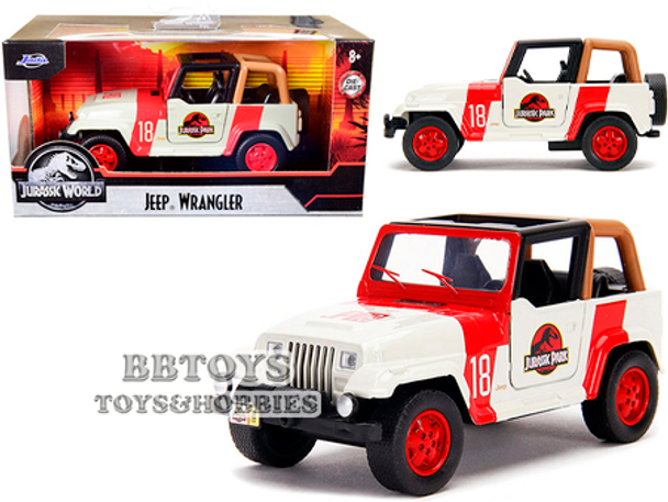 Jeep Wrangler #18 "Jurassic Park" Red and Beige "Jurassic World" 1/32 Diecast Model Car by Jada