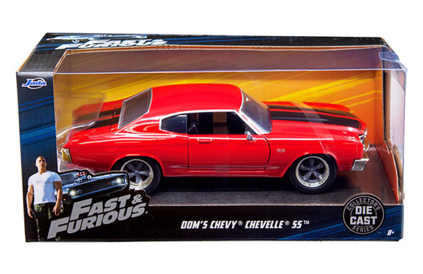 Dom's Chevrolet Chevelle SS Red with Black Stripes "Fast & Furious" Movie 1/24 Jada Toys