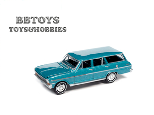 1963 Chevrolet II Nova 400 Station Wagon Azure Aqua Blue Metallic " 1/64 Model car by Autoworld