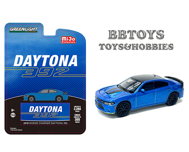 2018 Dodge Charger Daytona 392 Blue Metallic with Black Stripes 1/64 Greenlight Toys