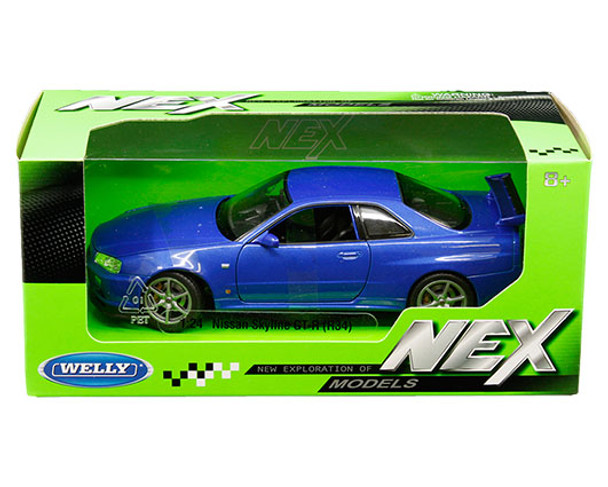 Nissan Skyline GT-R (R34) RHD (Right Hand Drive) Blue Metallic 1/24  Model Car by Welly