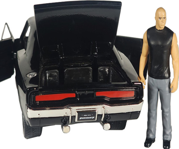 Dodge Charger R/T Black with Dom Diecast Figurine "Fast & Furious" 1/24  Model Car by Jada Toys