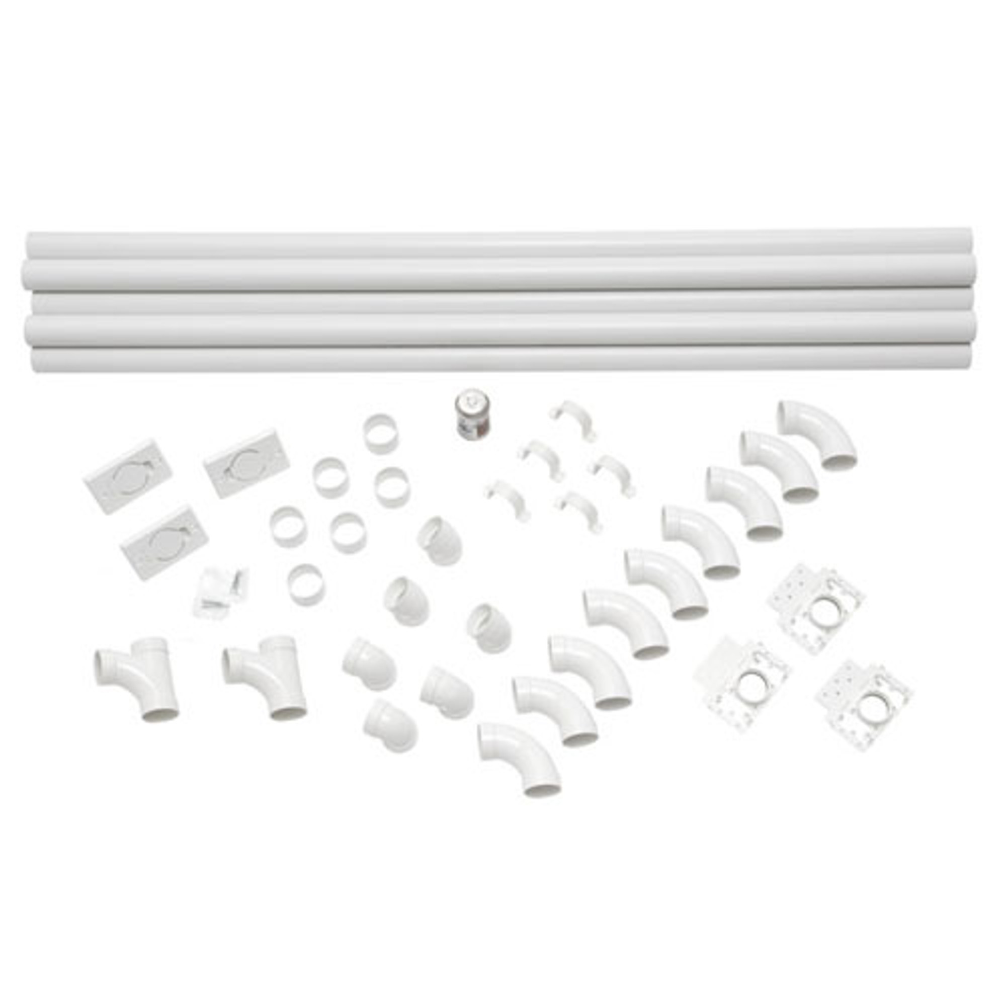 Central Vacuum 3-Inlet Installation Kit 80' PVC Pipe 