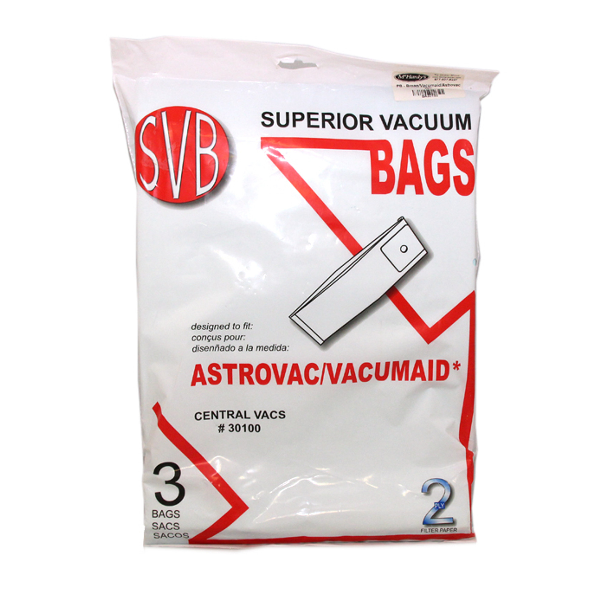 HPB1 Sealed Bag (Qty. 3 bags) for VacuMaid Garage Vac, VacuMaid Central  Vacuum, AstroVac & Valet Central Vacuum