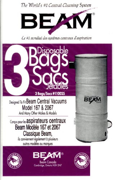 Beam Central Vacuum Bags 3pk