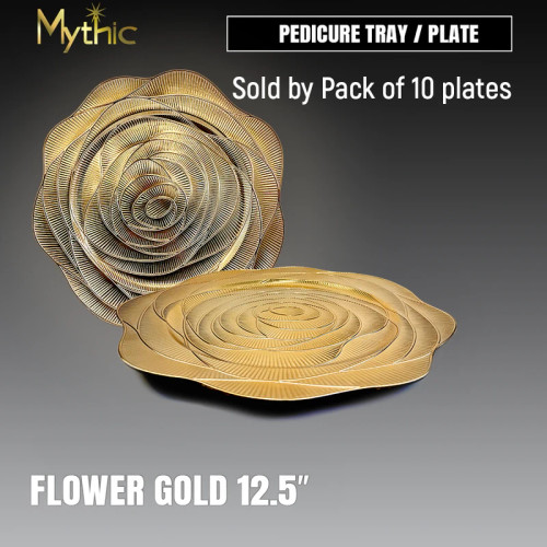 Pedicure Tray / Plates - #5 Flower Gold - Prepacked/10pcs