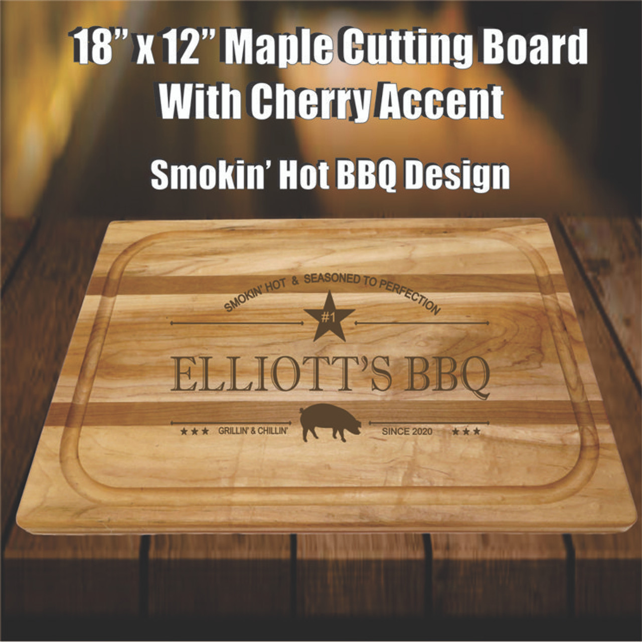 Two Tone Bamboo Cutting Board Personalized Real Estate Closing Gift