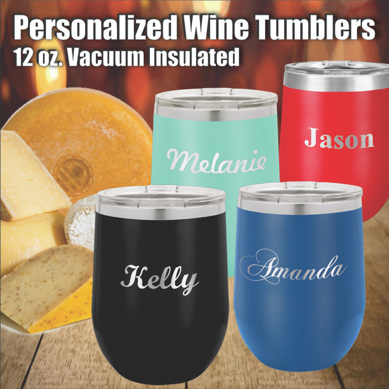 Personalized Wine Tumbler - 12 oz. Vacuum Insulated