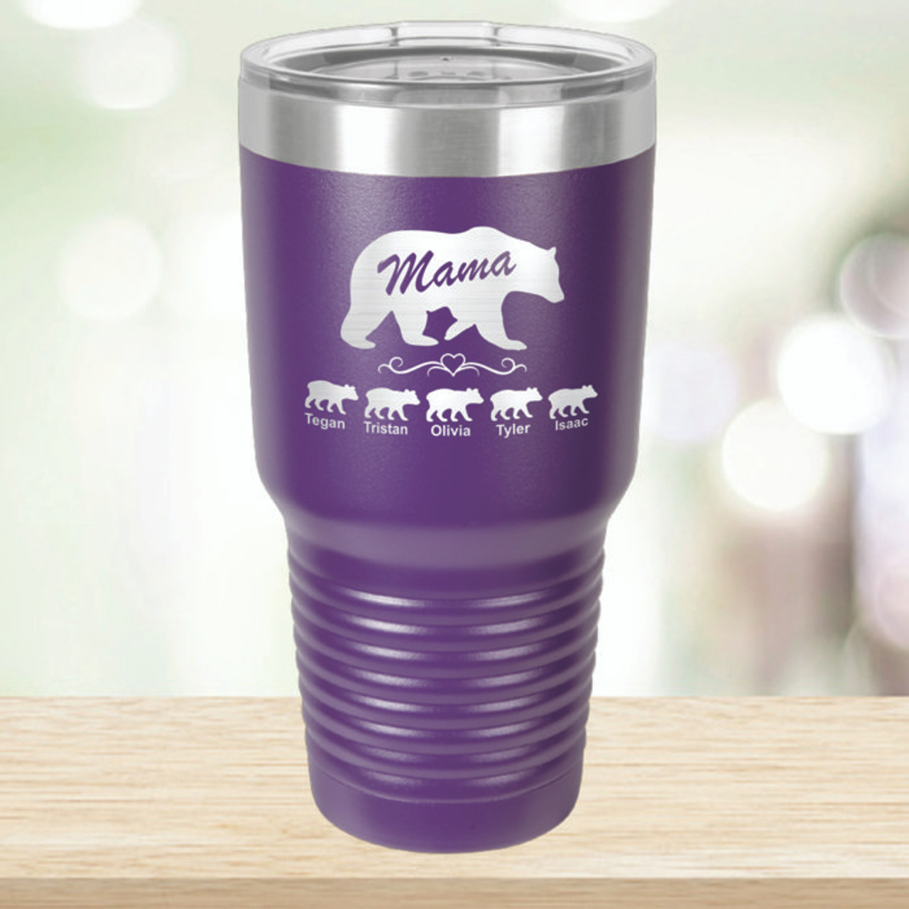 Mama Bear With Child's Name Personalized Drink Tumbler