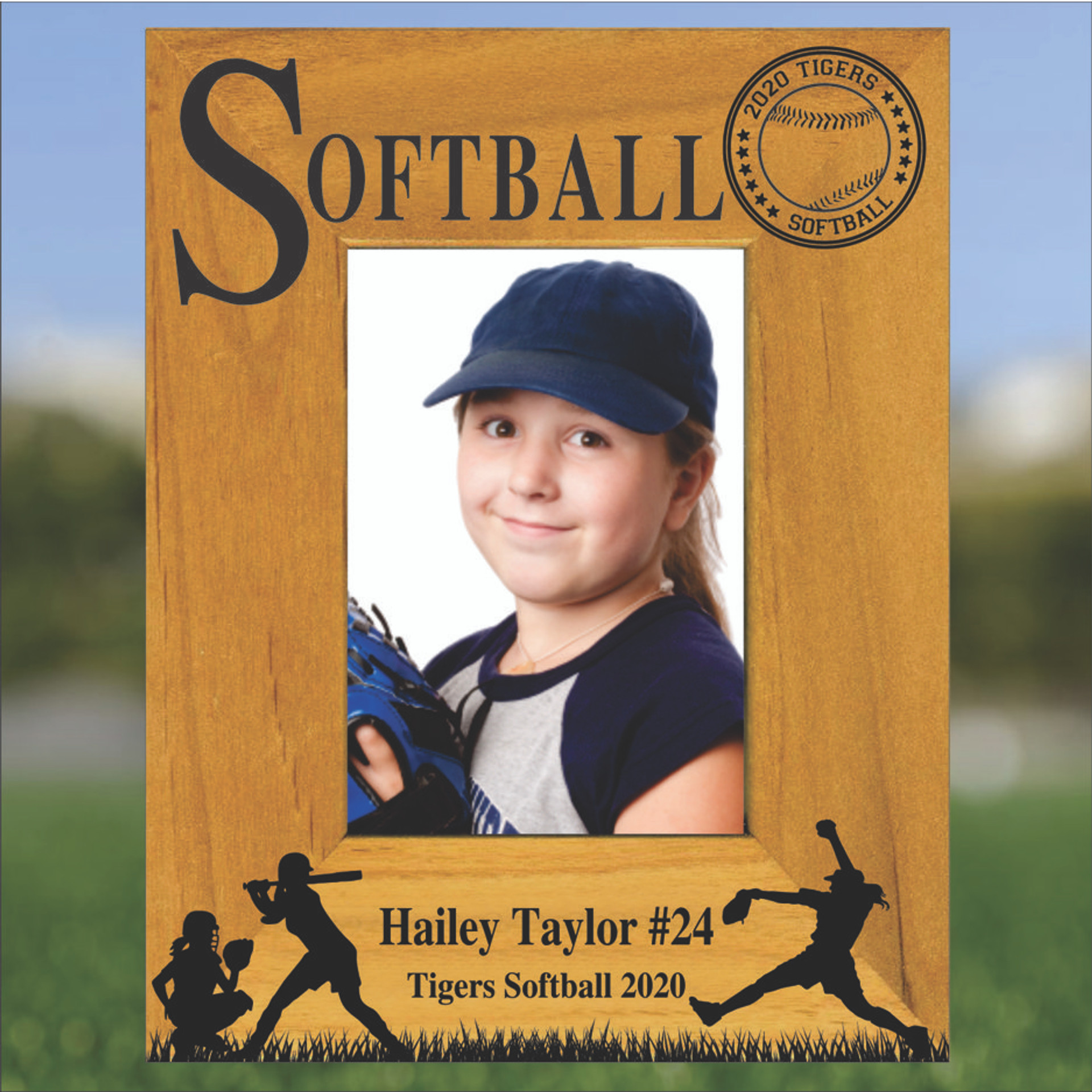 Softball Personalized Picture Frame Portrait Creative Laser Solutions