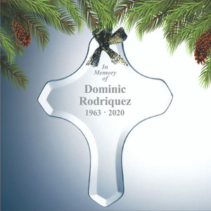 Cross Beveled Glass Personalized Memorial Ornament Cross Beveled Glass Personalized Memorial Ornament