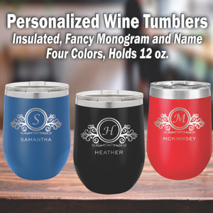 Monogram & Scrolls Personalized Wine Trumblers Monogram & Scrolls Personalized Wine Trumblers