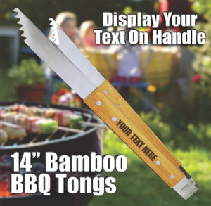 Personalized Bamboo BBQ Tongs Personalized Bamboo BBQ Tongs