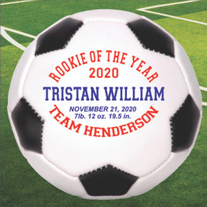 Baby Stats Personalized Soccer Ball - Rookie of the Year Baby Stats Personalized Soccer Ball - Rookie of the Year