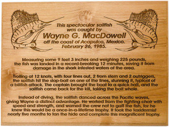 Custom Trophy Fish story Plaque.  Commemorate your great fishing store and hang this plaque below your trophy fish! Deeply Engraved and easy to read from a distance! Custom Trophy Fish story Plaque.  Commemorate your great fishing store and hang this plaque below your trophy fish! Deeply Engraved and easy to read from a distance!