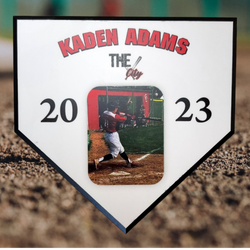 Custom photo baseball home plate printed with your players name number and team logo. Custom photo baseball home plate printed with your players name number and team logo.