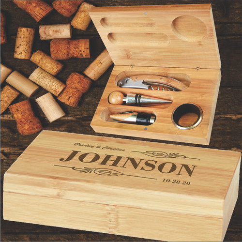 Bamboo 4pc. Wine Tool Realtor's Closing Gift Set