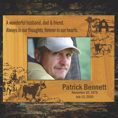 Gathering the Herd Engraved Wood Memorial Picture Frame 