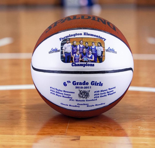Winning a Basketball Championship should be remembered for years to come. Personalize a Split Panel Basketball with your team photo and logo. Great for team gifts!