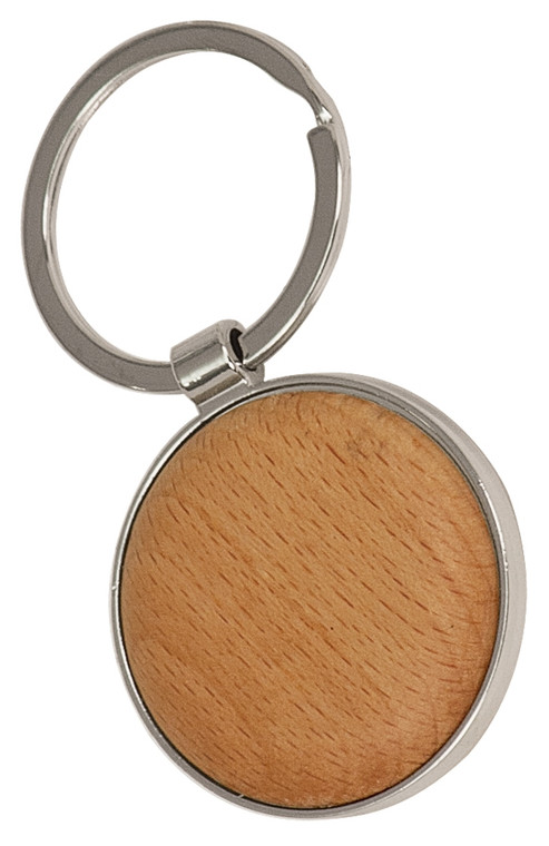 Laser Engraved Round Wood Keychain