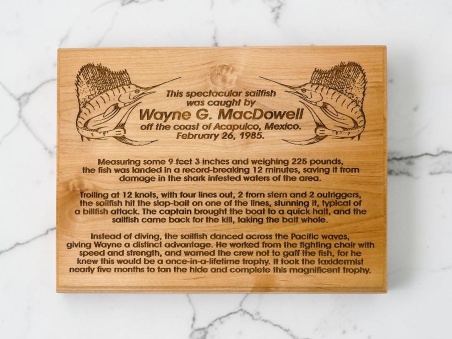 Custom Trophy Fish story Plaque.