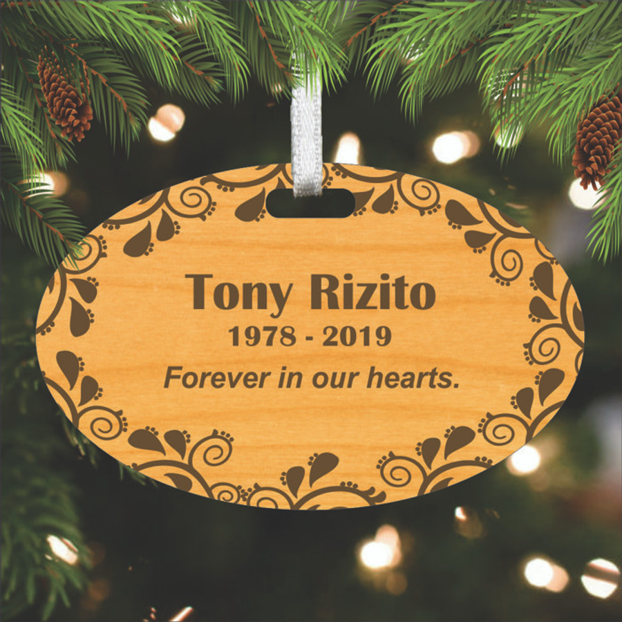 Engraved Wood Memorial Ornament
