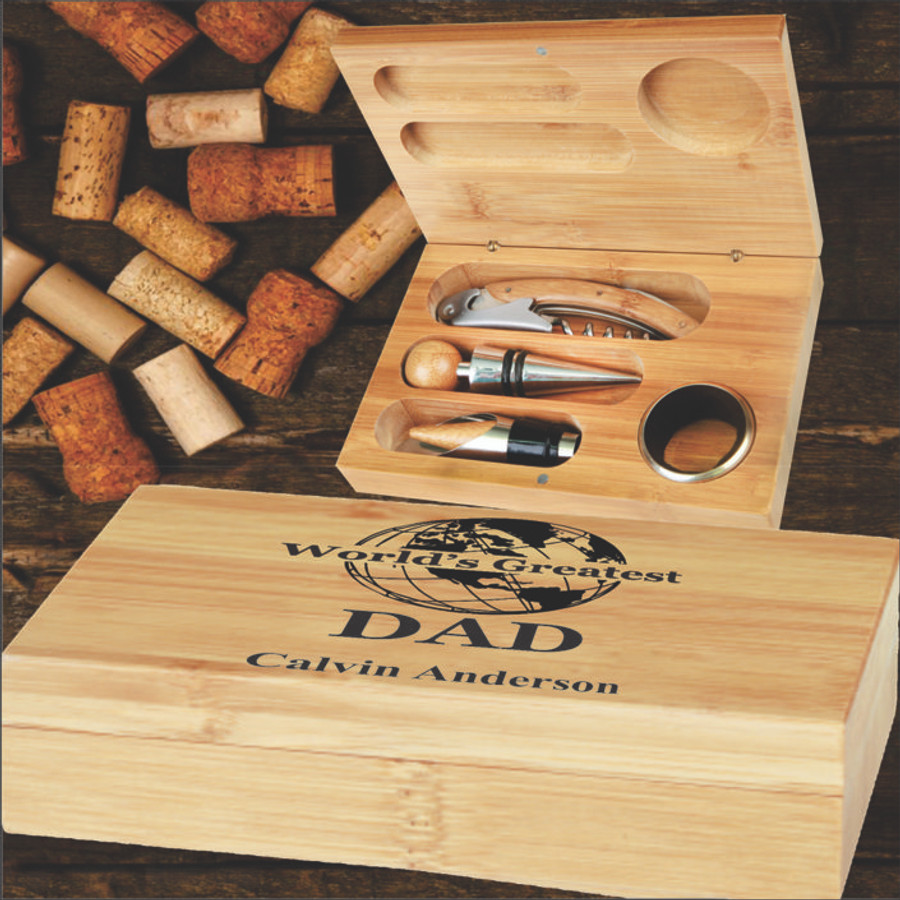 World's Greatest Dad 4 Piece Wine Tool Set